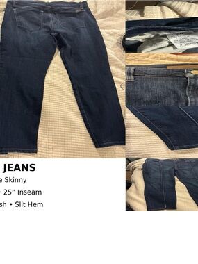 J Joe’s Jeans Dark Wash Ankle Skinny Jeans Slit Hem High Rise Size 32 Stretch